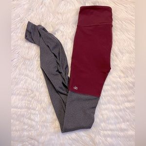 ALO Yoga Red and Gray Athletic Leggings Alo Full Length Leggings
